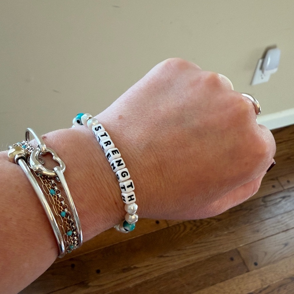 Little words project Strength Beaded Bracelet with Turquoise Accents size small